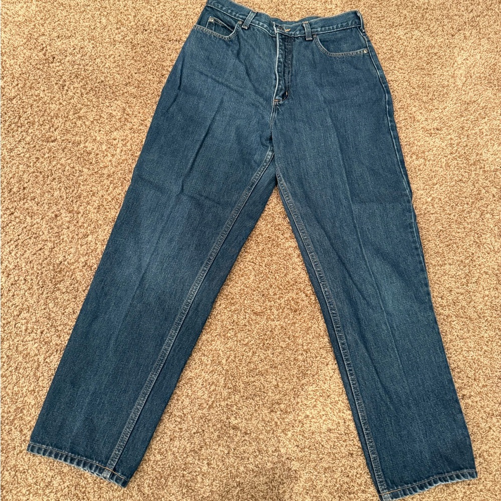 Women’s dark wash straight leg Lands End jeans, size 10 regular